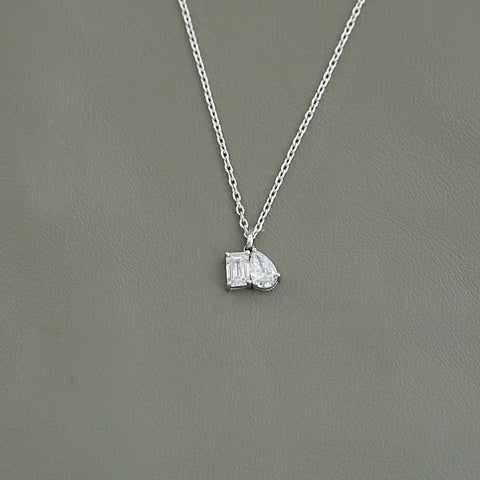 Pear & Emerald Cut Lab Grown Diamond Toi Et Moi Necklace