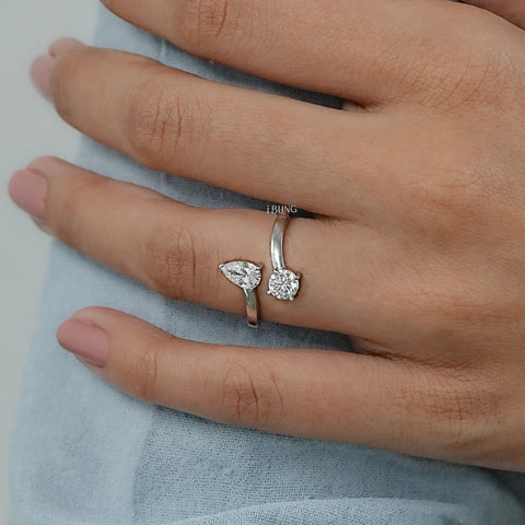 Pear & Round Cut Lab Grown Diamond Two Stone Ring