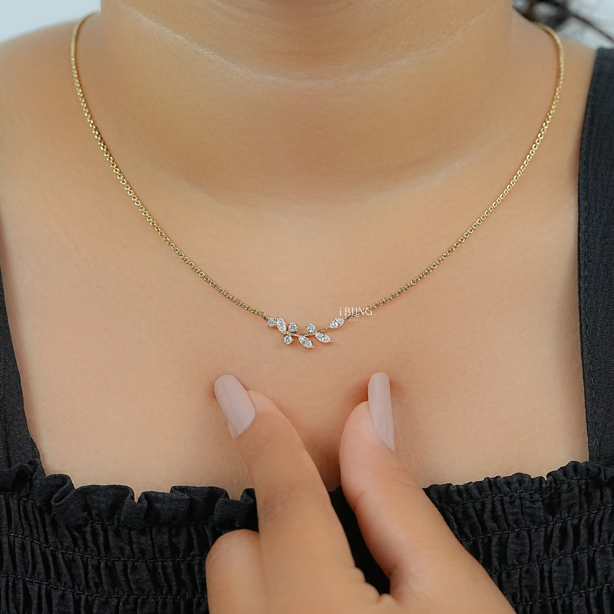 Marquise Cut Lab Diamond Floral Leaf Necklace Pendants