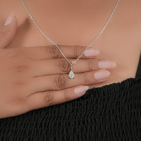 Pear Cut Lab Diamond Solitaire Pendant