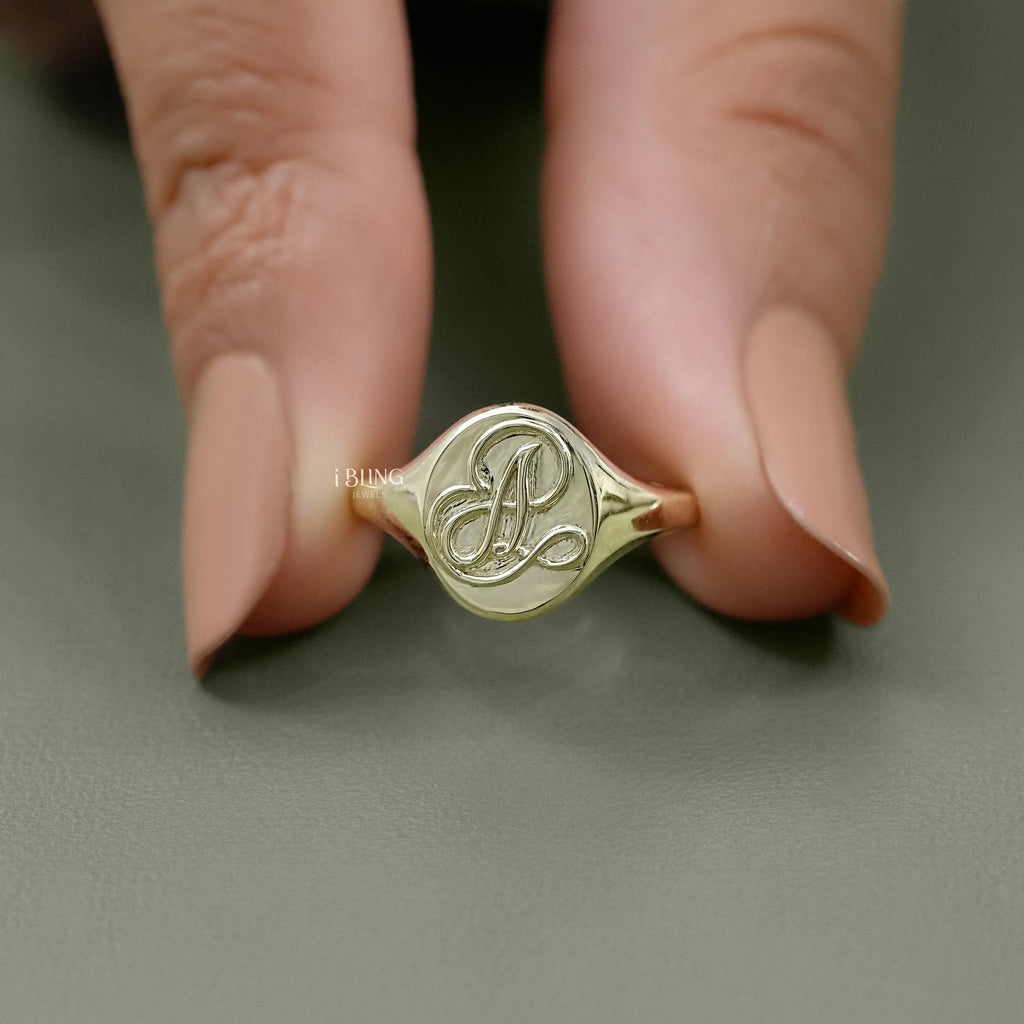Yellow Gold Personalized Monogram Signet Ring