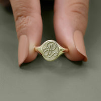Yellow Gold Personalized Monogram Signet Ring