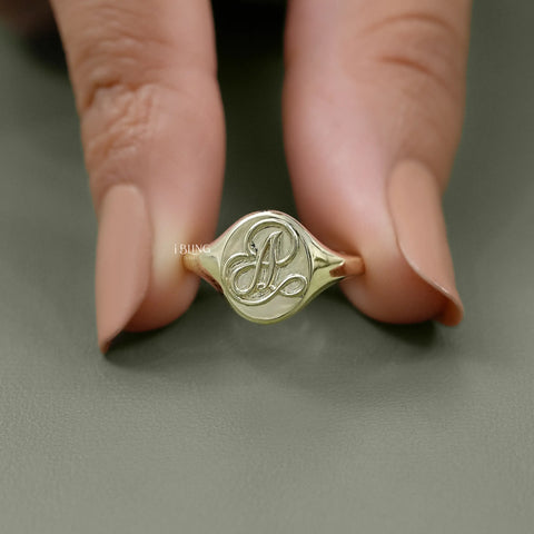 Yellow Gold Personalized Monogram Signet Ring