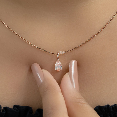 Pear Cut Pink Diamond Solitaire Pendant Necklace