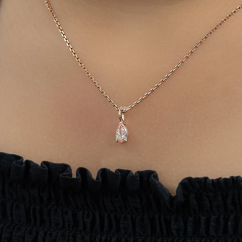 Pear Cut Pink Diamond Solitaire Pendant Necklace