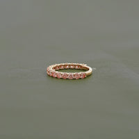 Pink Round Cut Lab Diamond Half Eternity Wedding Band