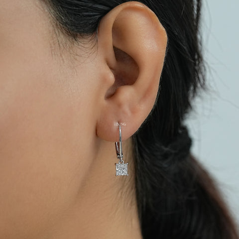 Princess Cut Lab Diamond Drop Earrings