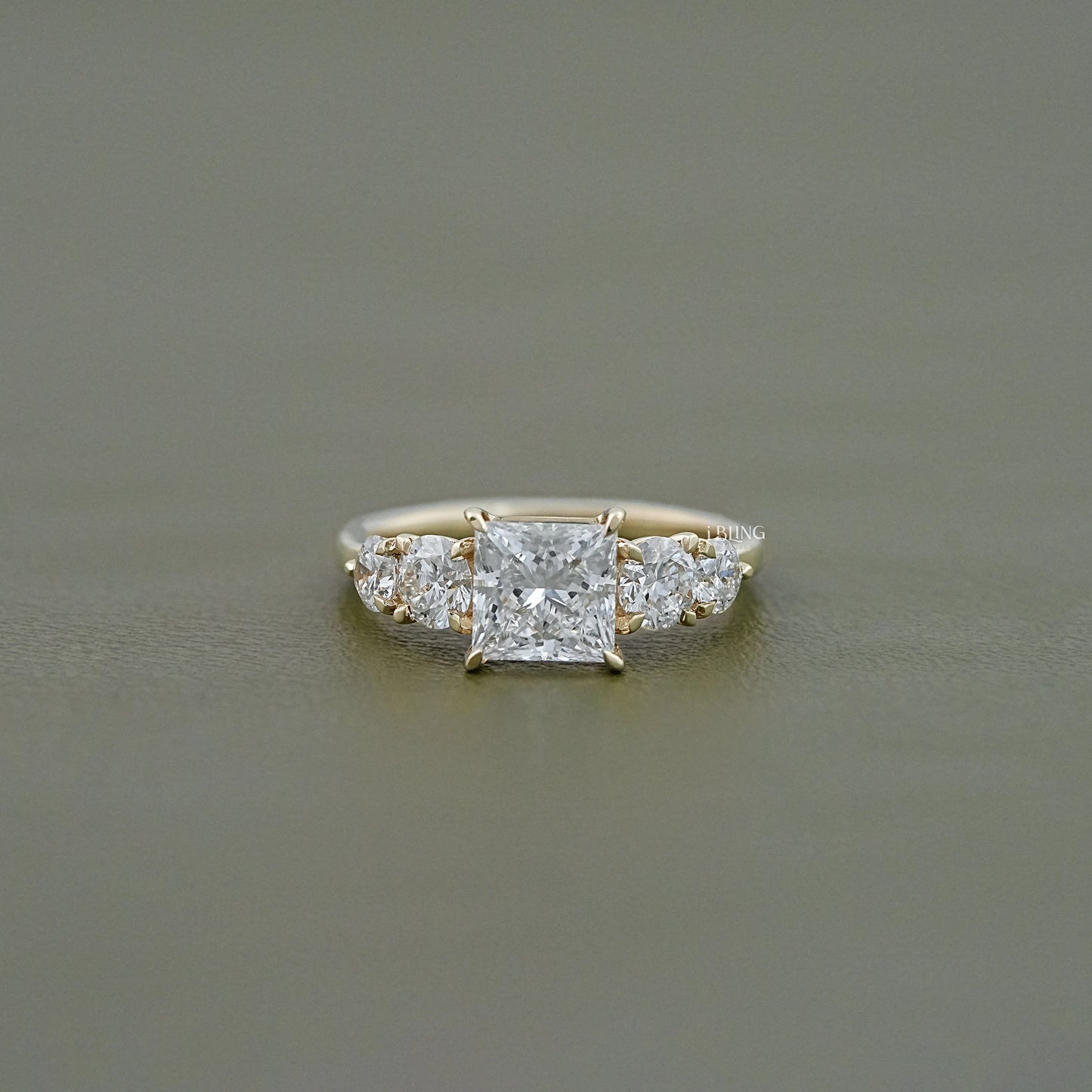 iBling Jewels 5 Stone Princess Cuts diamond Engagement Ring for wedding or anniversary gift