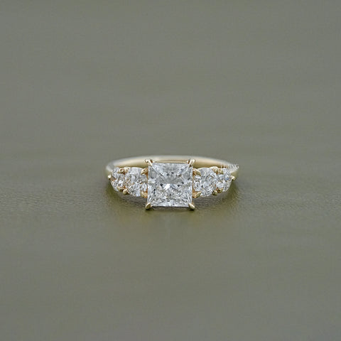 5 Stone Princess Cut Lab Grown Diamond Engagement Ring