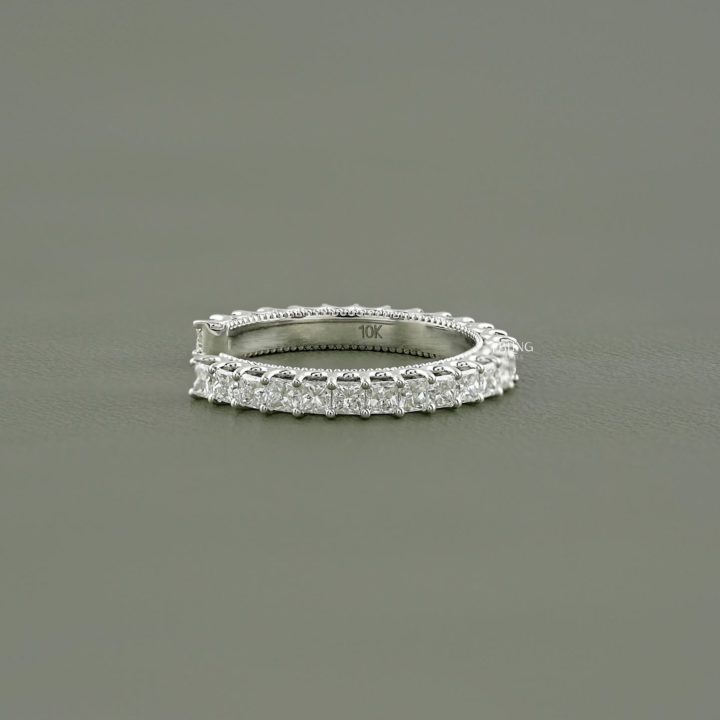 Princess Cut Lab Diamond Open Cuff Wedding Band