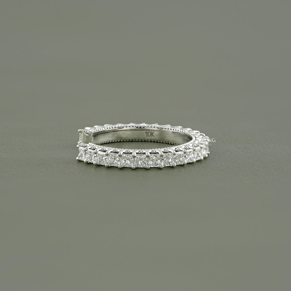 Princess Cut Lab Diamond Open Cuff Wedding Band