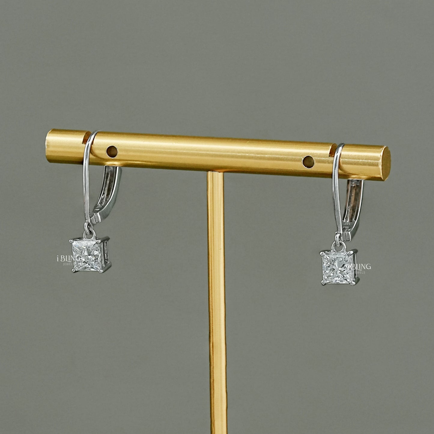 Princess Cut Lab Diamond Drop Earrings Dangle & Drops