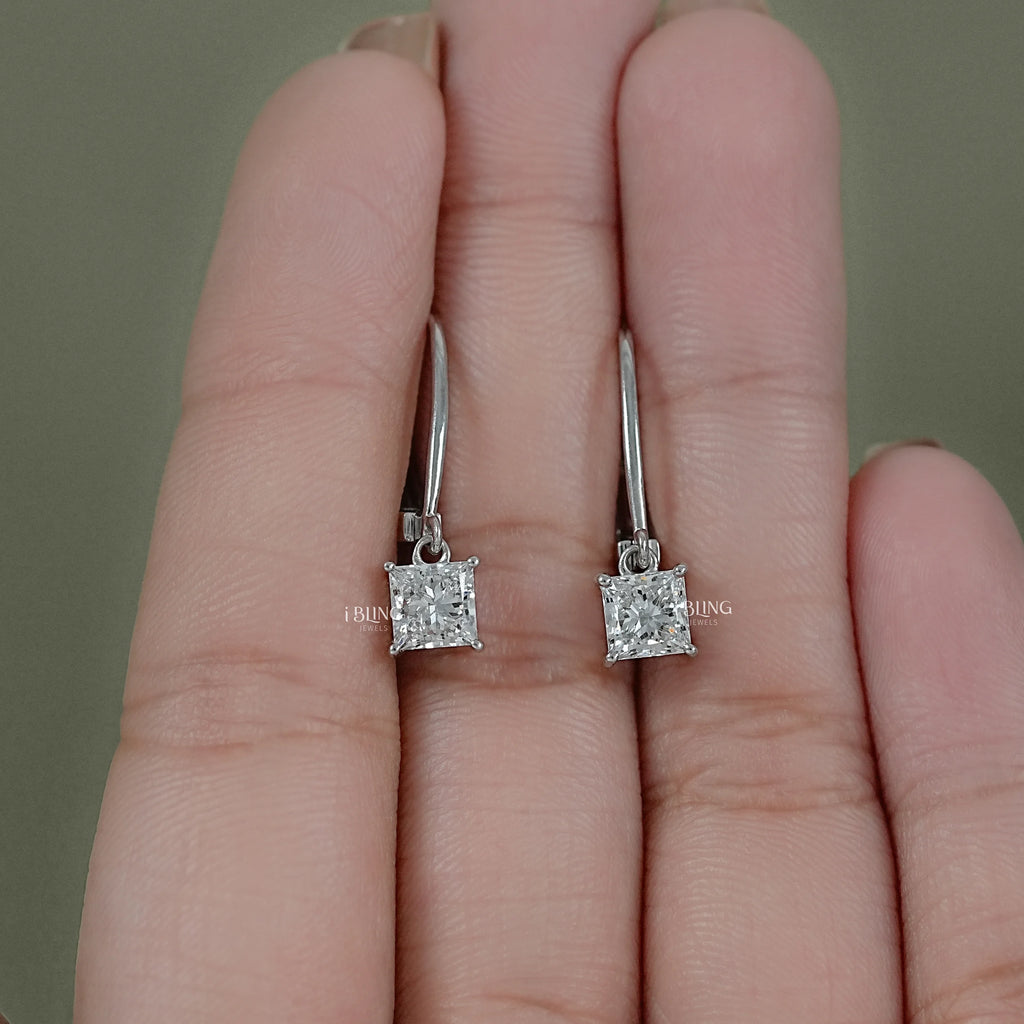 Princess Cut Lab Diamond Drop Earrings