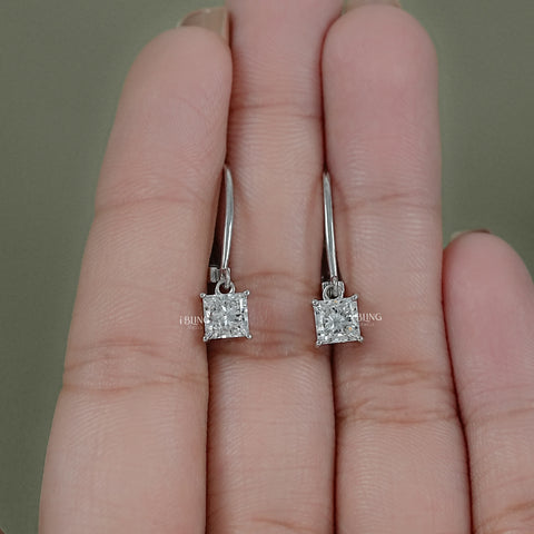 Princess Cut Lab Diamond Drop Earrings