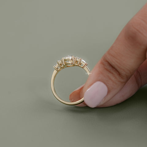Oval Lab Diamond Staking Five Stone Ring