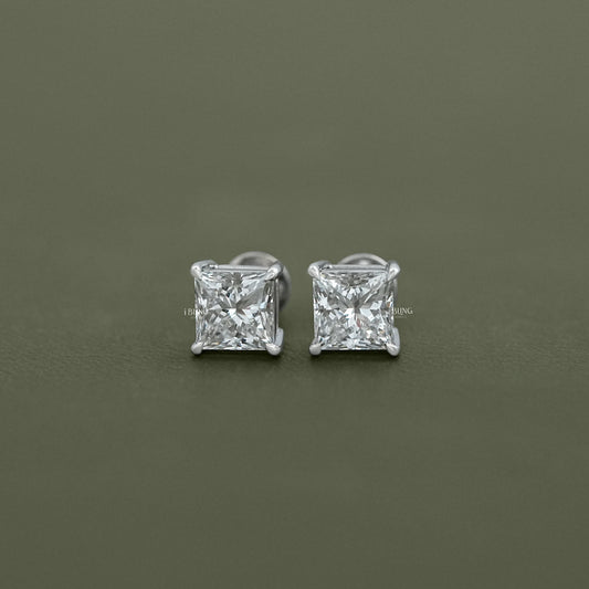 Lab Diamond Princess Stud Earrings