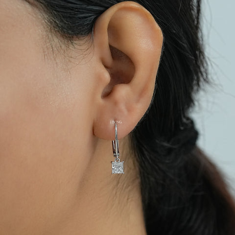 Princess Cut Lab Diamond Drop Earrings