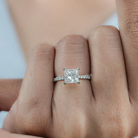 Princess Lab Grown Diamond Solitaire Accent Ring