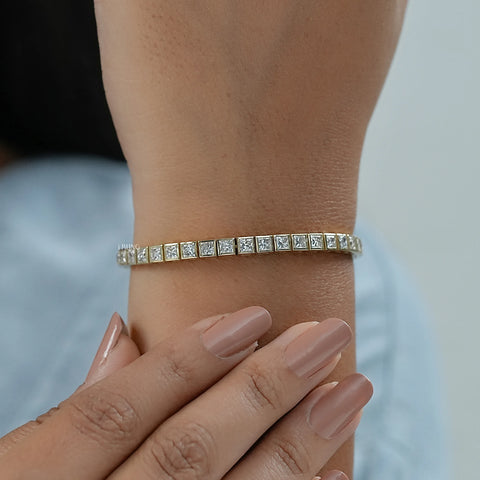 Princess Lab Diamond Bezel Set Tennis Bracelet