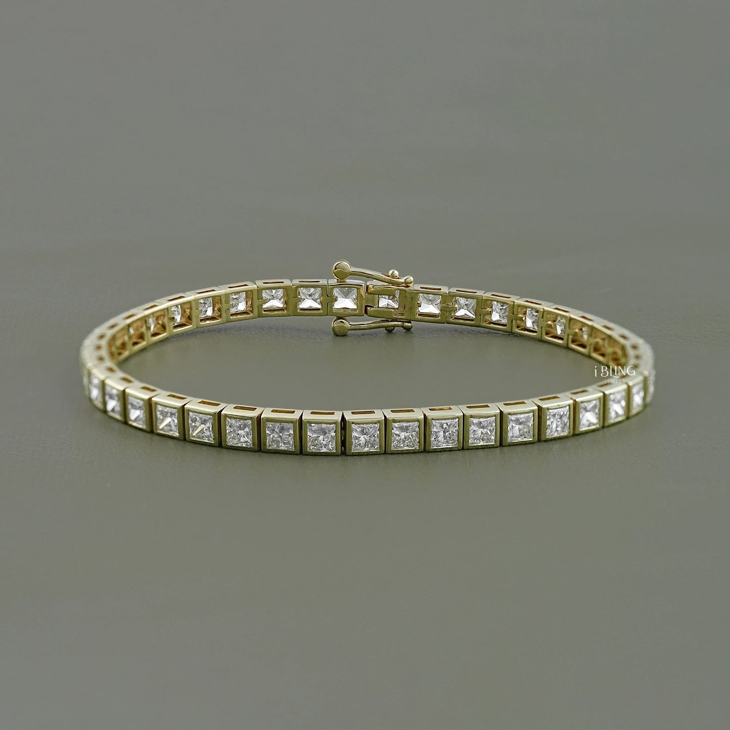Princess Lab Diamond Bezel Set Tennis Bracelet