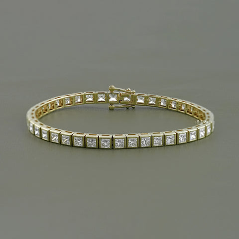 Princess Lab Diamond Bezel Set Tennis Bracelet