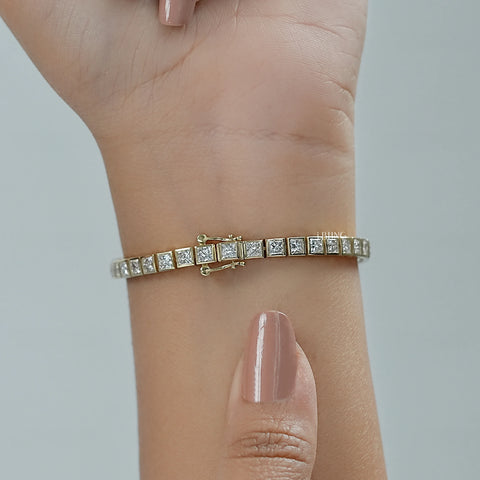Princess Lab Diamond Bezel Set Tennis Bracelet