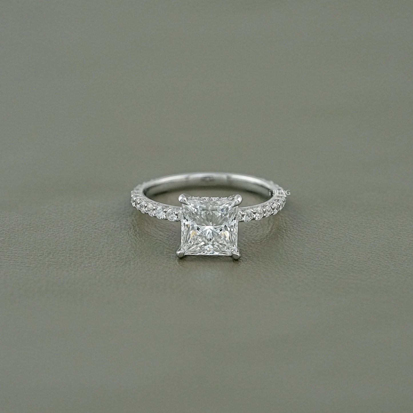 Princess Lab Grown Diamond Solitaire Accent Ring