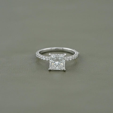 Princess Lab Grown Diamond Solitaire Accent Ring