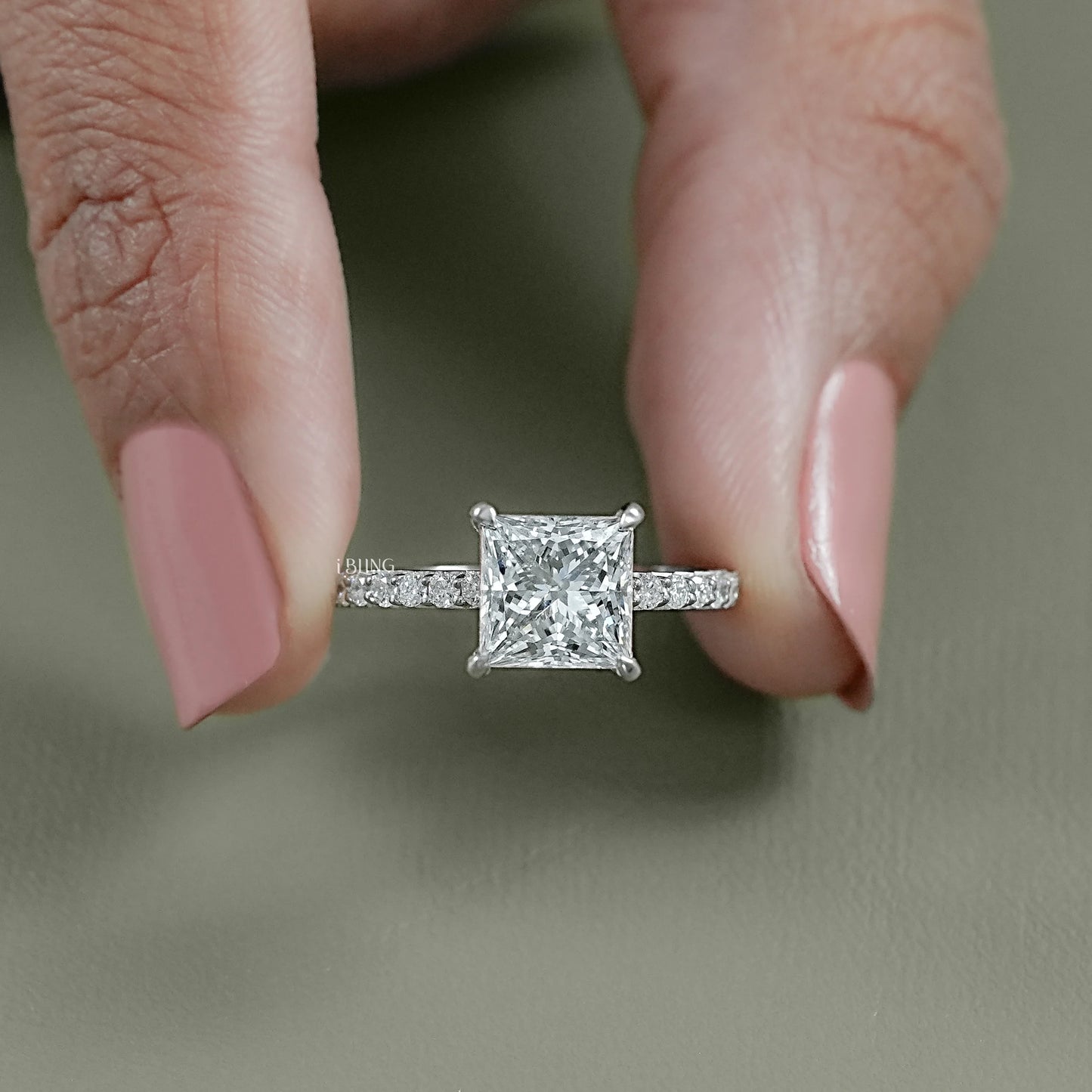 Princess Lab Grown Diamond Solitaire Accent Ring