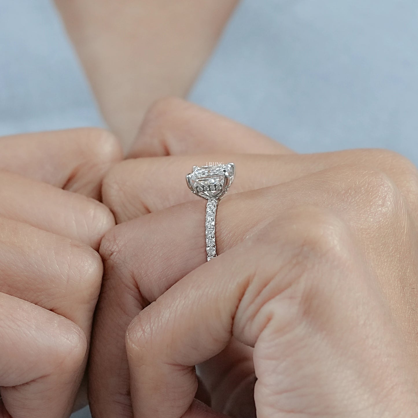 Princess Lab Grown Diamond Solitaire Accent Ring
