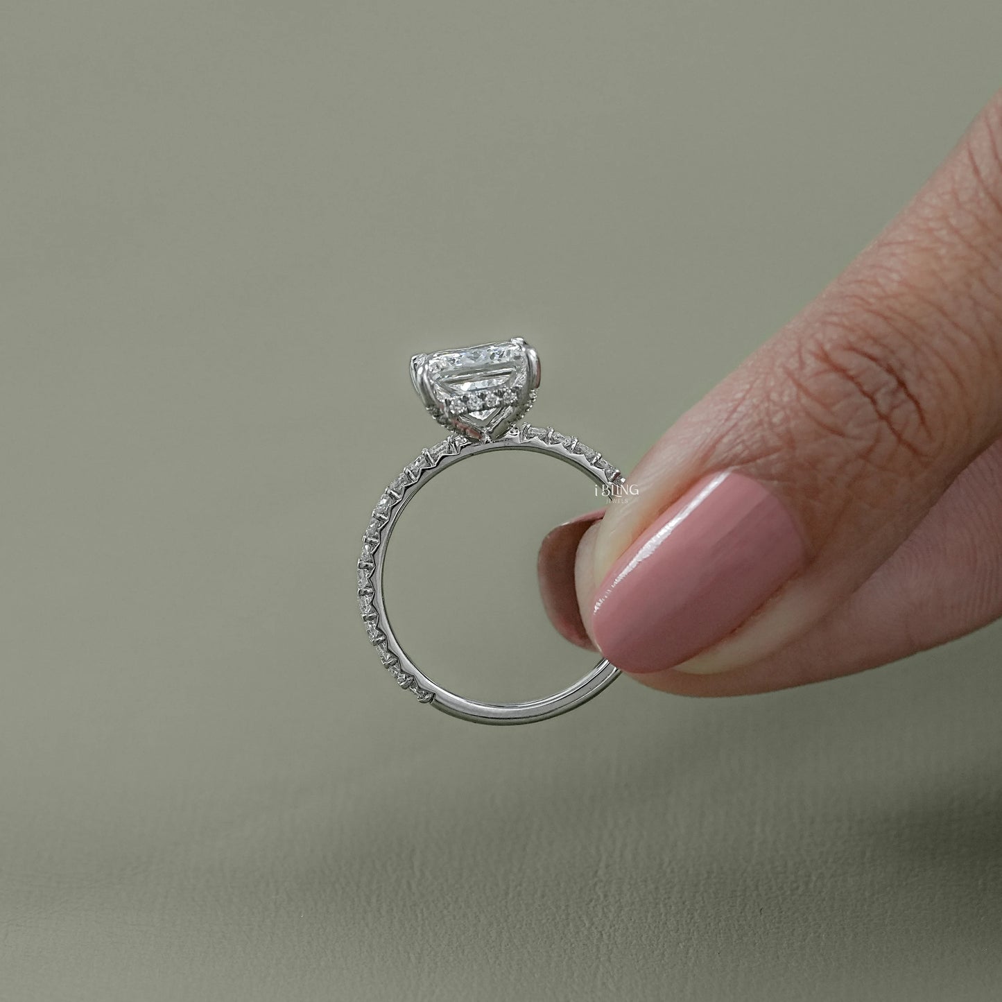 Princess Lab Grown Diamond Solitaire Accent Ring