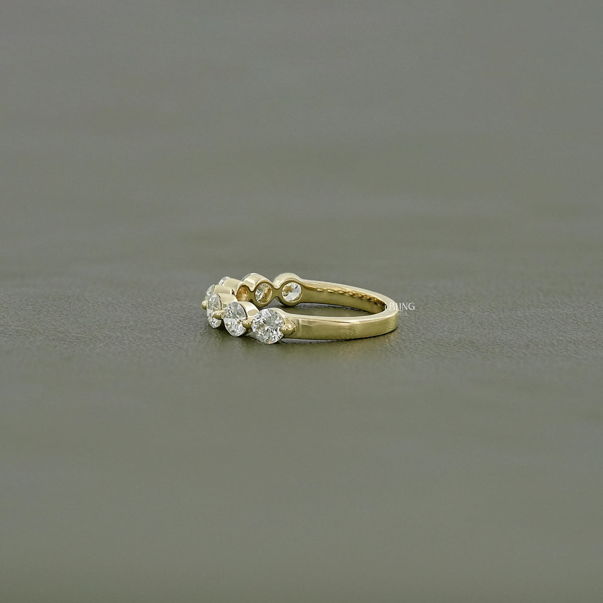 Round Lab Diamond Half Eternity Wedding Band Band