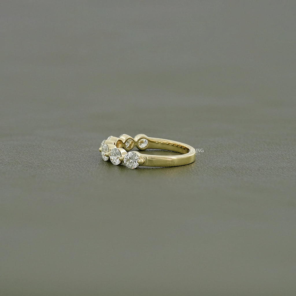 Round Lab Diamond Half Eternity Wedding Band
