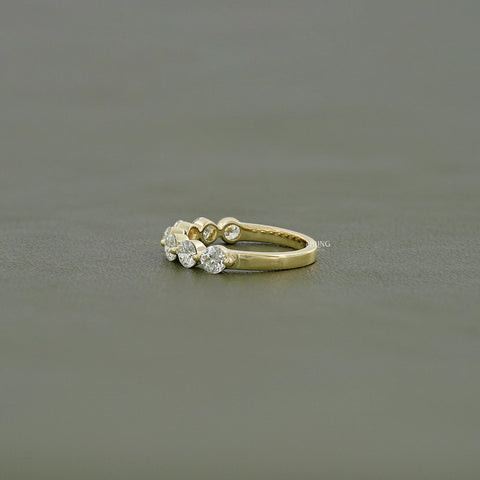 Round Lab Diamond Half Eternity Wedding Band