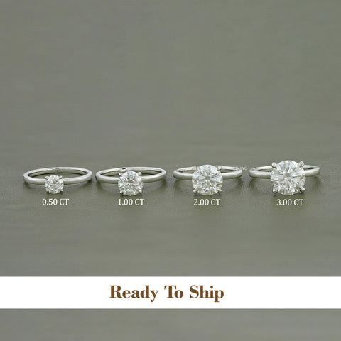 Four Prong Setting Round Moissanite Solitaire Ring