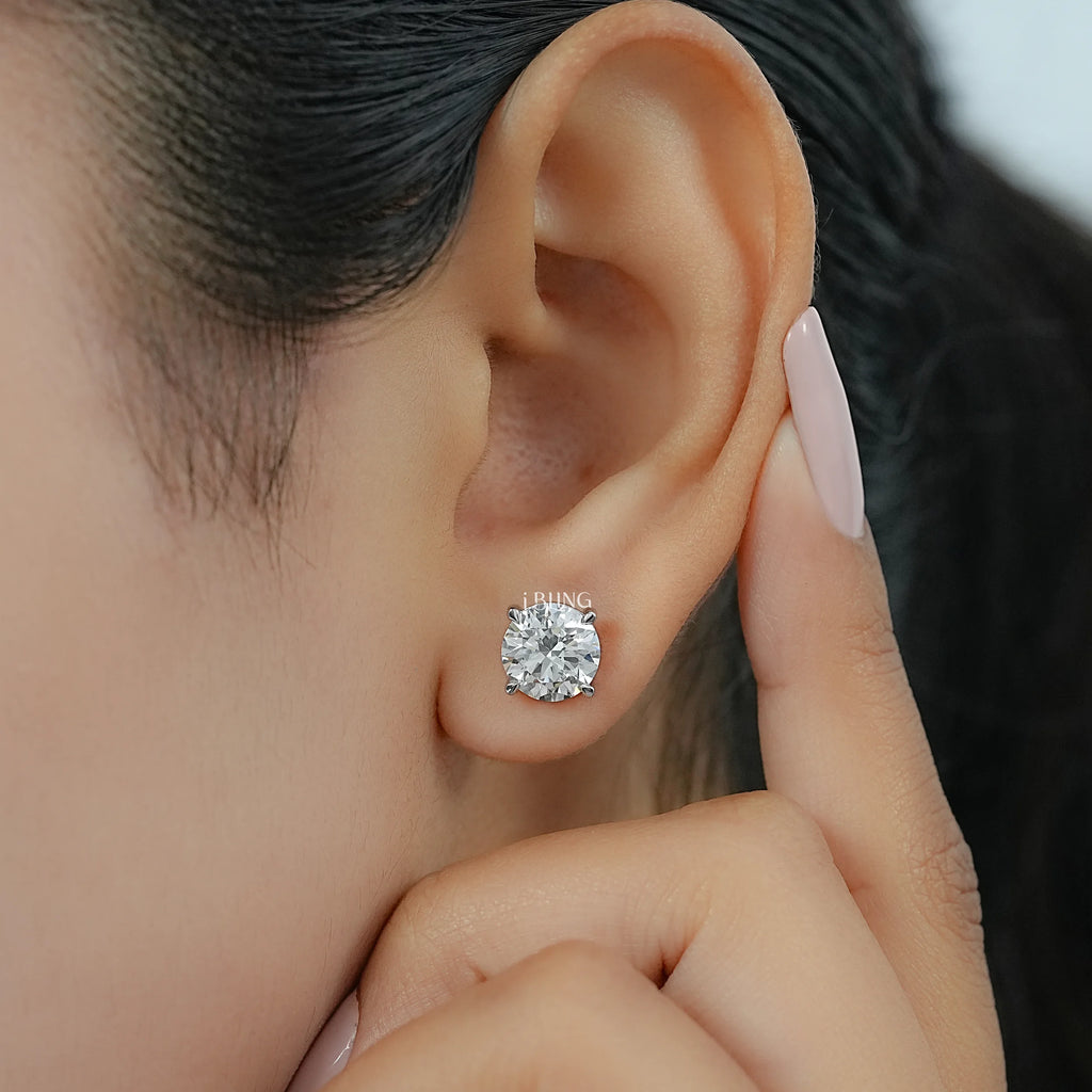 Round Cut Lab Grown Diamond Stud Earrings