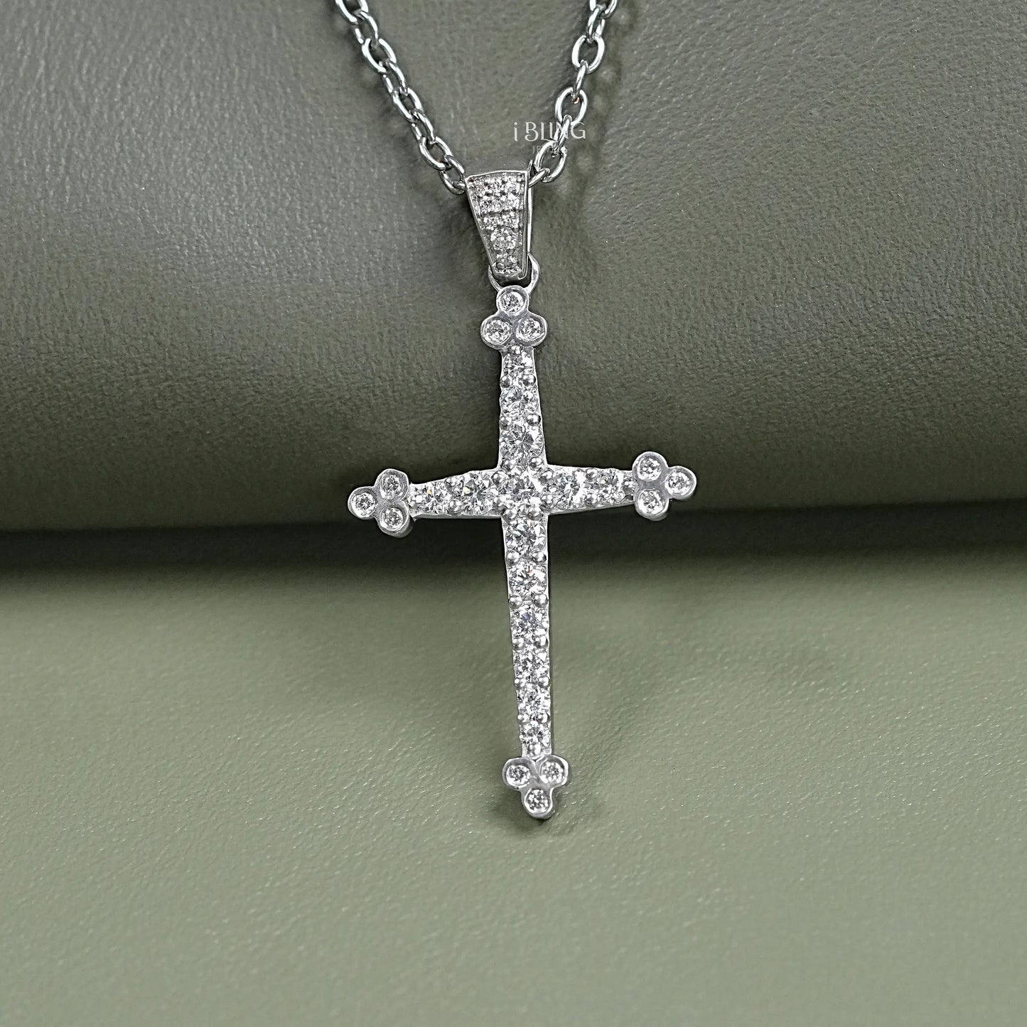 Round Cut Lab Grown Diamond Cross Pendant Pendants