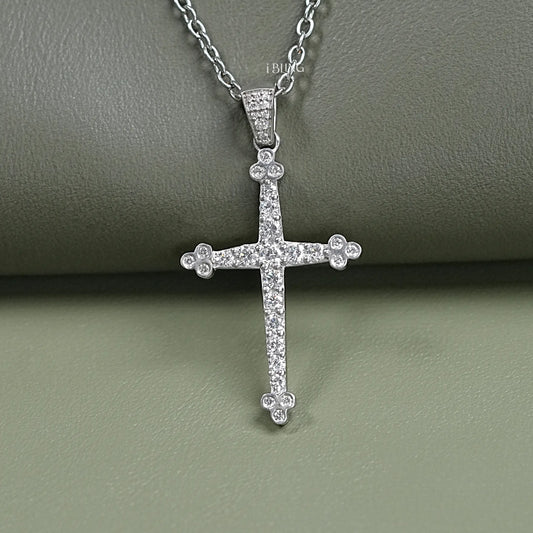 Round Cut Lab Grown Diamond Cross Pendant