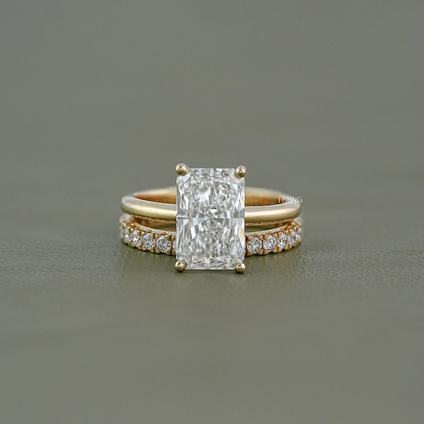 Radiant Cut lab diamond Bridal Ring-Set