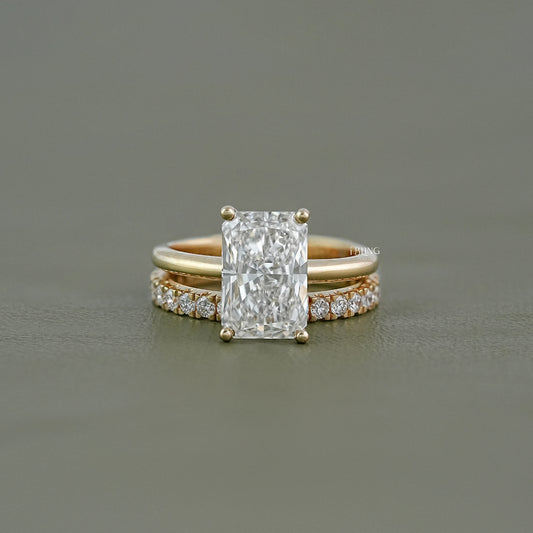 Radiant Cut lab diamond Bridal Ring-Set