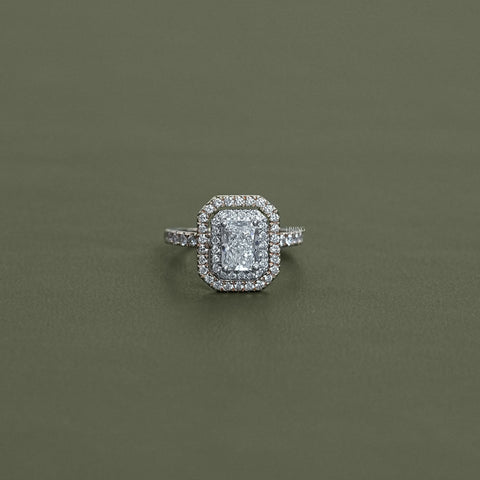 Radiant Cut Lab Diamond Double Halo Ring