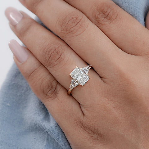 Radiant Cut Side Trapezoid Five Stone Ring