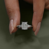 Radiant Cut Lab Diamond Three Stone Ring