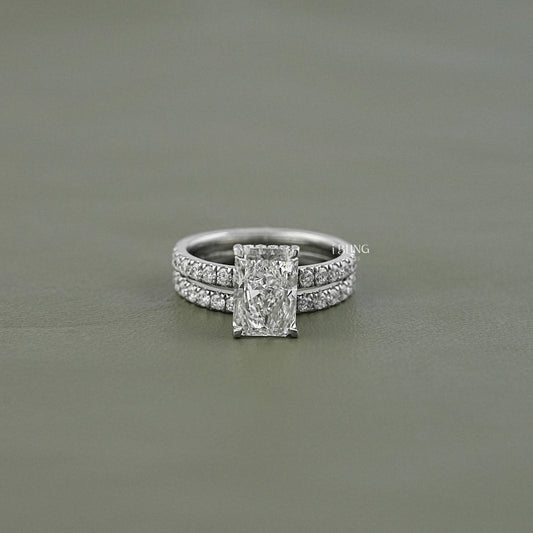 Radiant Cut Lab Grown Diamond Bridal Ring Set Bridal Ring Set