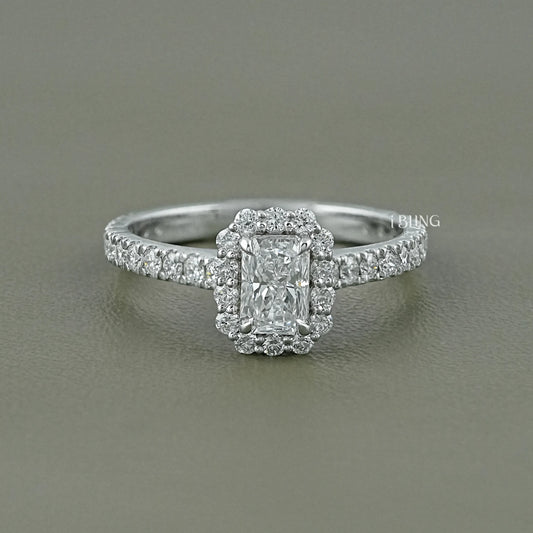 Radiant Cut Lab Diamond Halo Accent Ring Halo Ring