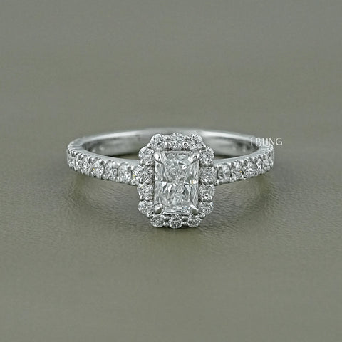 Radiant Cut Lab Diamond Halo Accent Ring