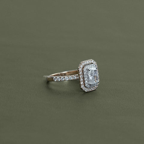 Radiant Cut Lab Diamond Double Halo Ring