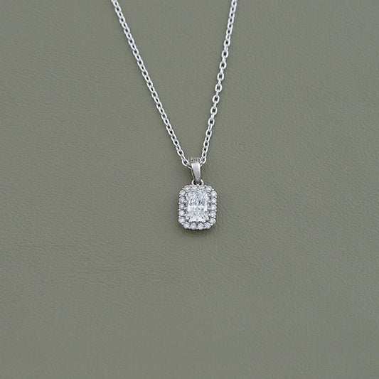 Radiant Cut Lab Dimaond Halo Pendant