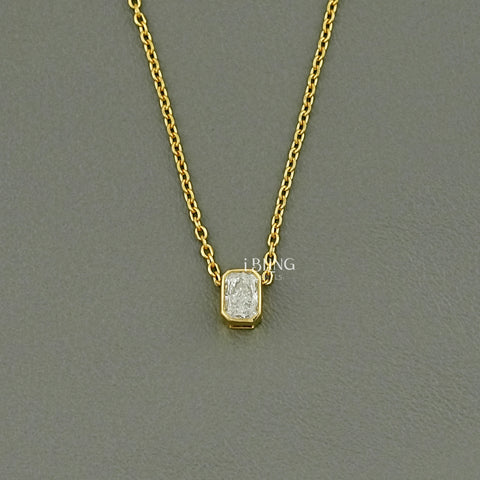 Radiant Cut Lab Diamond Solitaire Pendant Necklace
