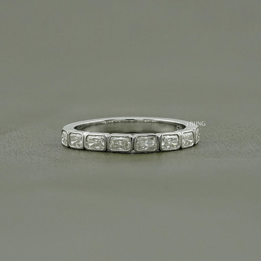 Radiant Lab Diamond Bezel Set Wedding Band Half Eternity
